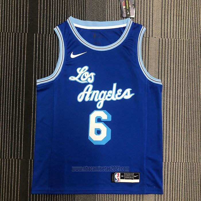 Camiseta Los Angeles Lakers LeBron James #6 Hardwood Classic 2021-2022 Azul